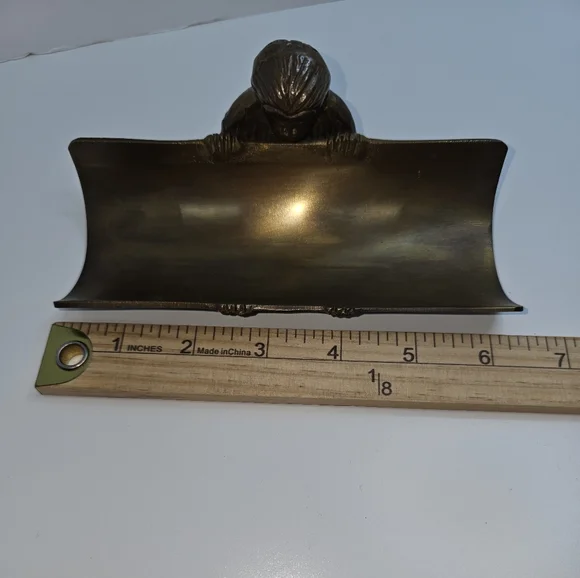 Vintage Dango Pen Tray, Bronze Monkey Pen Holder - Picture 6 of 11
